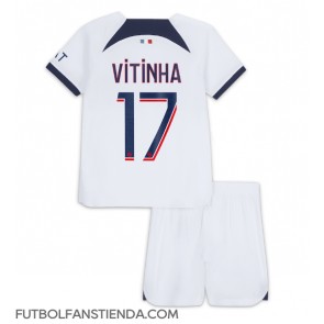 Paris Saint-Germain Vitinha Ferreira #17 Segunda Equipación Niños 2023-24 Manga Corta (+ Pantalones cortos)